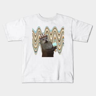 Otter With Ice Cream and Fan Hat Kids T-Shirt